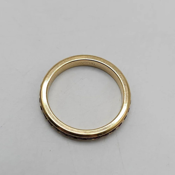 Avon 1984 Timeless Band Ring Gold Tone with Simulated Ruby Size 8 - Picture 3 of 4
